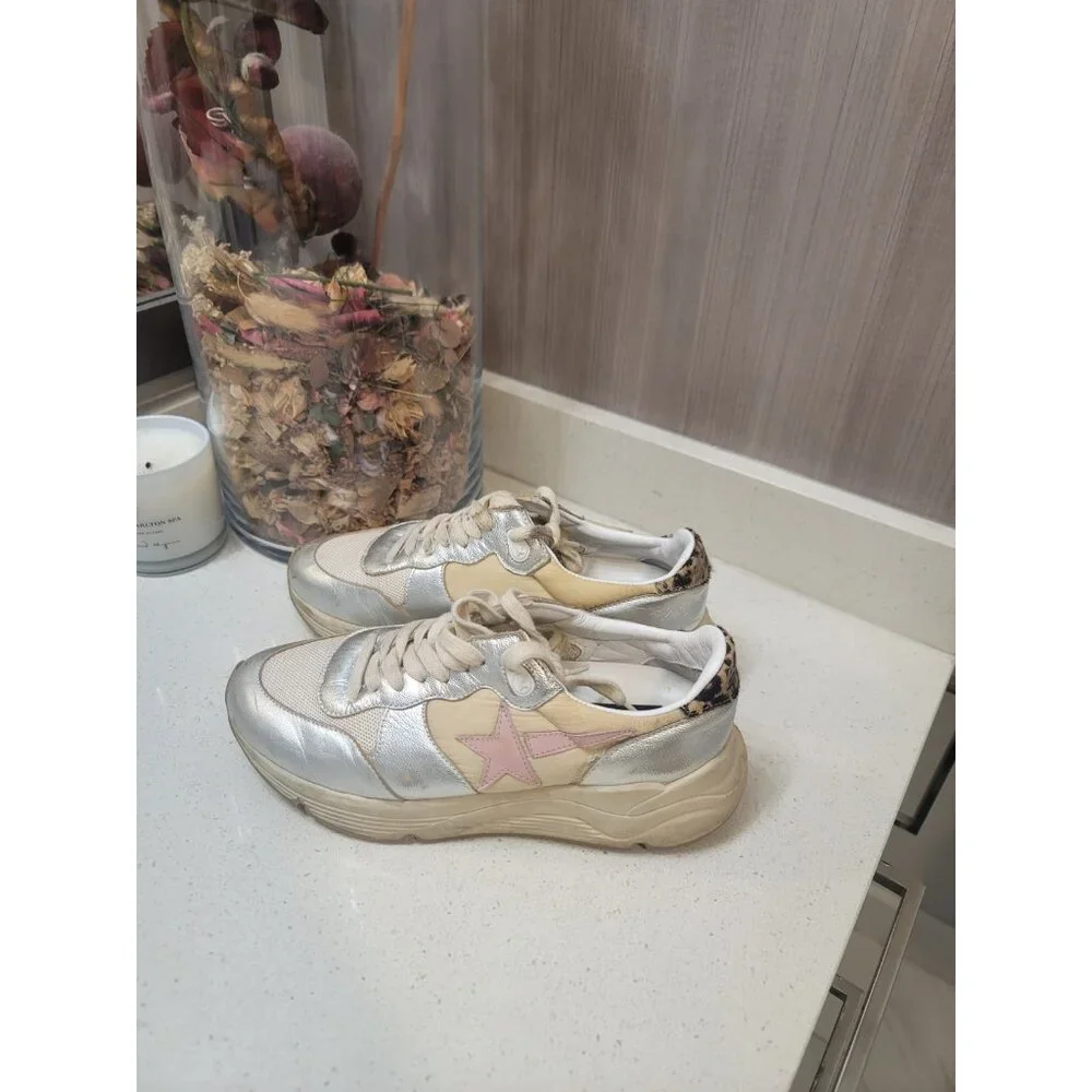 Golden Goose Silver, Cream & Pink Women's Athletic Sneakers - Picture 2 of 10